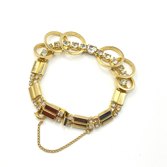 SARAH COVENTRY SAC Gold & Rhinestone Vintage Bracelet - Picture 1 of 10